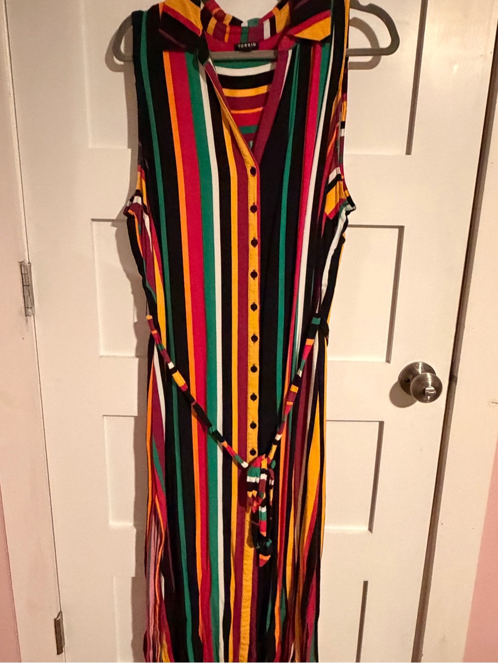 Multicolored button down dress